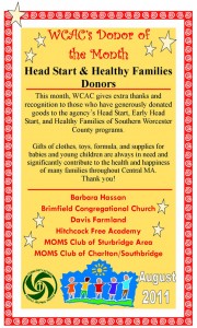 Donors of the Month - August 2011