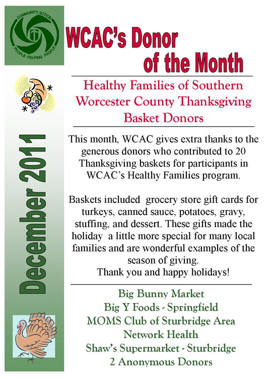 Donor of the Month - December 2011