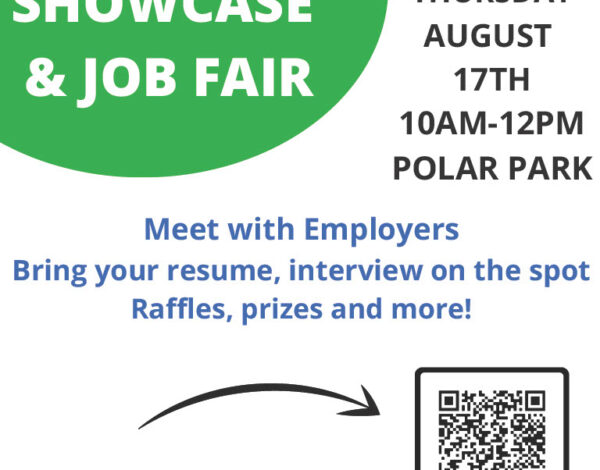 Flyer for "Talent Showcase & Job Fair" at Polar Park, August 17th, 10AM-12PM.